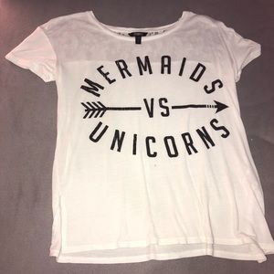 White Mermaids vs Unicorns T-Shirt